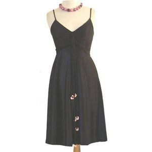 Black Vintage 1970s Disco Dress Empire Waist XS
